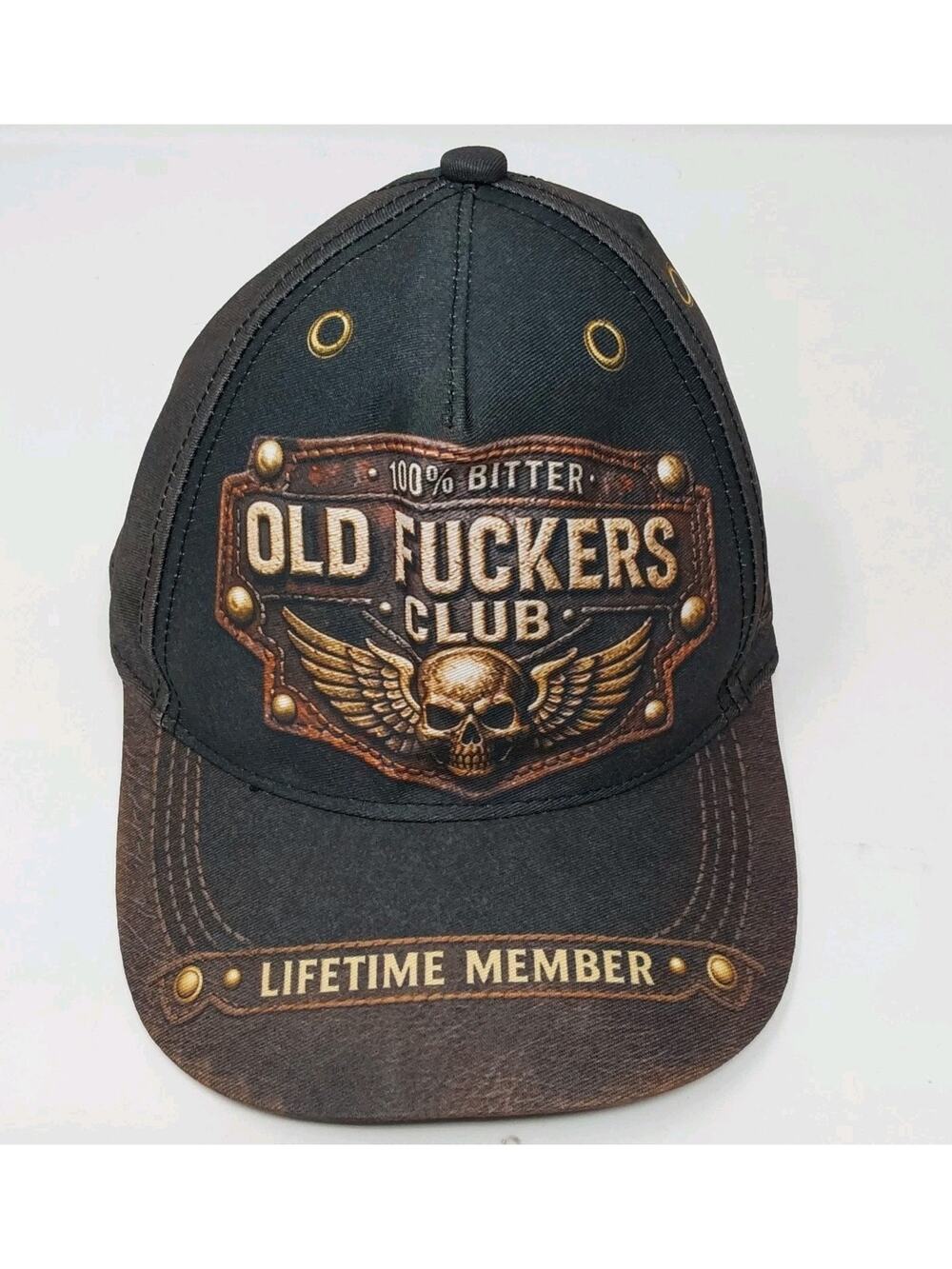 Old F*ckers Club Lifetime Member Snapback Hat Skull Biker Trucker Cap